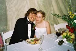 the groom & bride at the head table with their meals