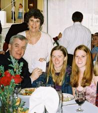father Lyn, aunt Gail, with Elizabeth and Martha at table