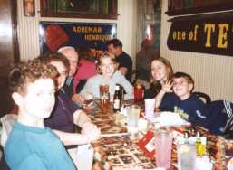 Kevin, Jocelyn, Heidi and Scott B, among others at the restaurant table