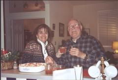 Nancy and Grandpa with their drinks